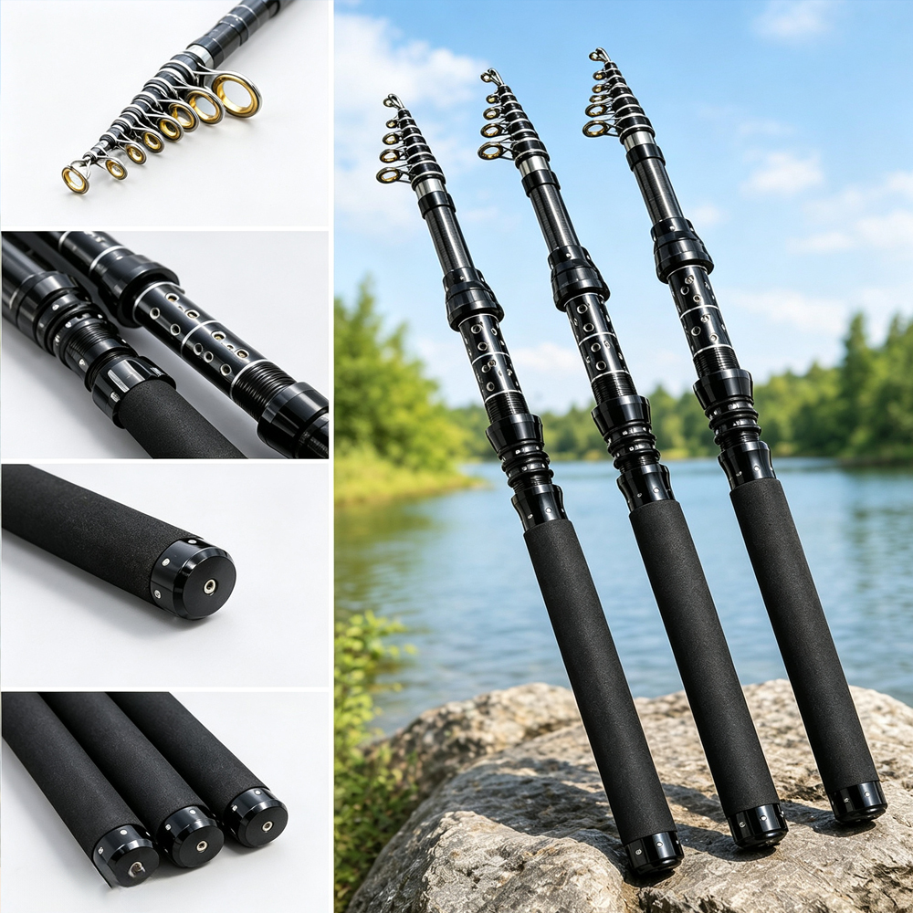 Fishing Rod Casting - 1.8/2.1/2.4/2.7/3.0M Telescopic Travel Fishing Rod with
