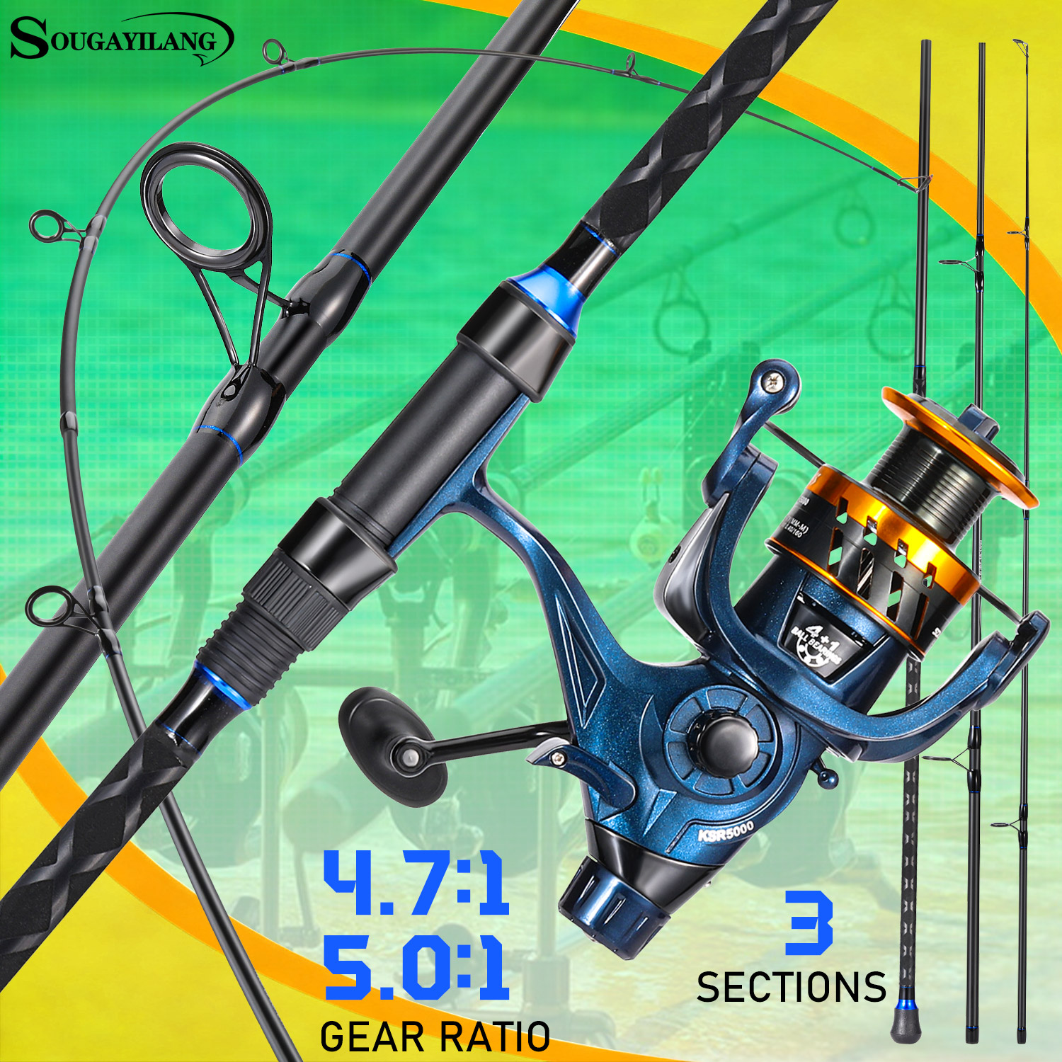 Sougayilang 3 Sections Surf Fi - đánh giá và giá Fishing Rod Surf